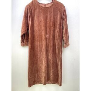 Vintage 70s Womens Dress Sz M Velvet Boho Hippie Sack Witchy Velour Festival